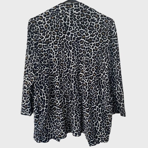 Rafaella Open-Front Leopard Print Cardigan Sweater Women's XL Comfort Casual Fit - Picture 4 of 12